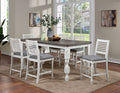 FOA3908PT-7PC 7 pc Calabria antique white and gray finish wood turned legs counter height dining table set