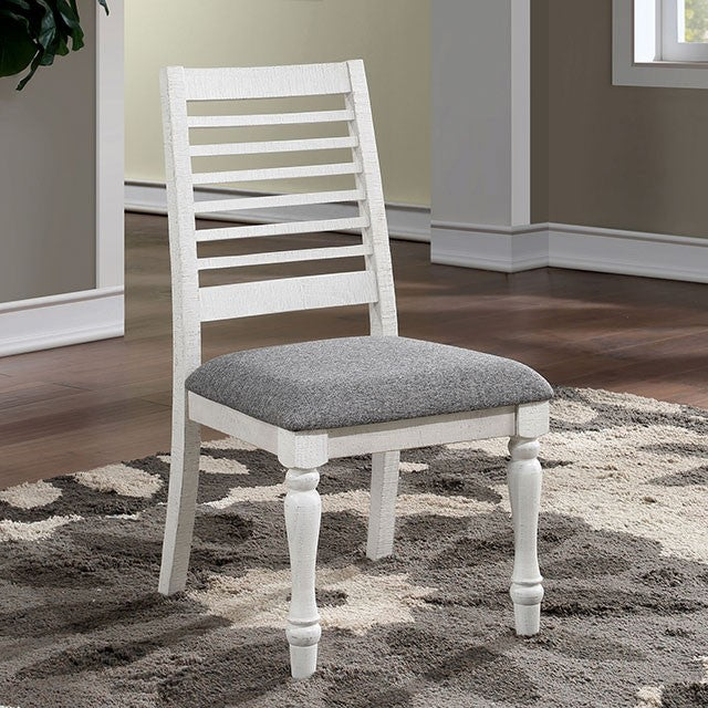 FOA3908SC Set of 2 Initial lab tandor calabria antique white and gray finish wood dining chairs