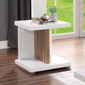 FOA4495E Ebern designs arabinda moa natural tone wood high gloss white finish end table