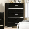 FOA7039C Red barrell studio lidya carlie high gloss black finish wood modern 5 drawer chest