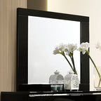 FOA7189-BK 4 pc Rosdorf park Erlach black high gloss finish wood art deco design LED lighting Queen bedroom set