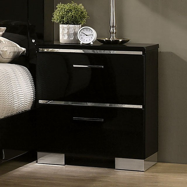 FOA7039N Red barrell studio lidya carlie high gloss black finish wood modern nightstand