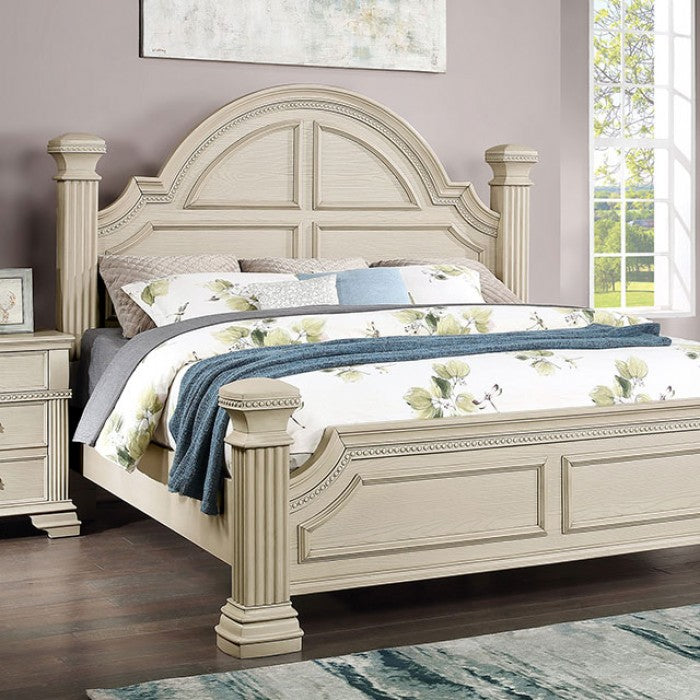 FOA7144WH 4 pc Canora grey ortiz pamphilos elegant style antique white finish wood queen bedroom set