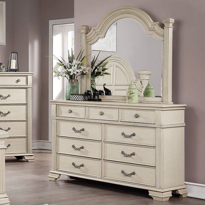 FOA7144WH 4 pc Canora grey ortiz pamphilos elegant style antique white finish wood queen bedroom set