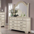 FOA7144WH 4 pc Canora grey ortiz pamphilos elegant style antique white finish wood queen bedroom set