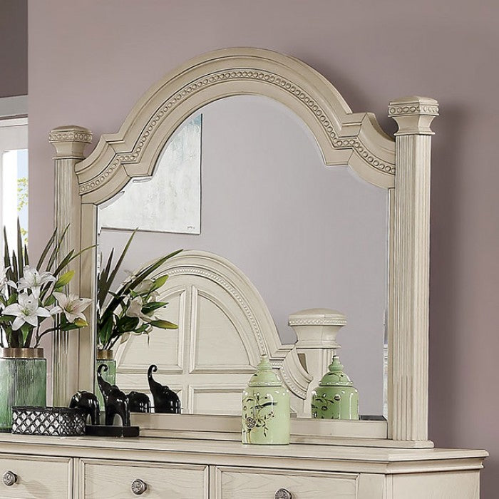 FOA7144WH 4 pc Canora grey ortiz pamphilos elegant style antique white finish wood queen bedroom set