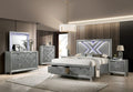 FOA7147 4 pc Rosdorf park Emmeline silver finish wood art deco design LED lighting queen bedroom set