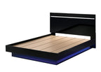 FOA7189-BK 4 pc Rosdorf park Erlach black high gloss finish wood art deco design LED lighting Queen bedroom set