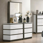 FOA7225WH-DR-4PC 4 pc Birsfelden white / metallic grey finish wood modern design platform Queen bedroom set USB
