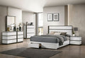 FOA7225WH-DR-4PC 4 pc Birsfelden white / metallic grey finish wood modern design platform Queen bedroom set USB