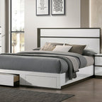FOA7225WH-DR-4PC 4 pc Birsfelden white / metallic grey finish wood modern design platform Queen bedroom set USB