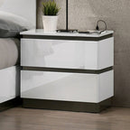 FOA7225WH-DR-4PC 4 pc Birsfelden white / metallic grey finish wood modern design platform Queen bedroom set USB