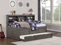 FOA7466GY-T Tibilt grey finish wood twin day bed with pull out twin with drawers and storage headboard