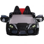 FOA7723BK Hokku designs trackster black racing car style design twin size kids bed w/ LED lights and sounds