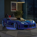 FOA7723BL Hokku designs trackster blue racing car style design twin size kids bed w/ LED lights and sounds