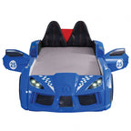 FOA7723BL Hokku designs trackster blue racing car style design twin size kids bed w/ LED lights and sounds