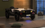 FOA7724BK Hokku designs randlar black jeep 4 X 4 off road SUV design twin size kids bed w/ LED lights and sounds