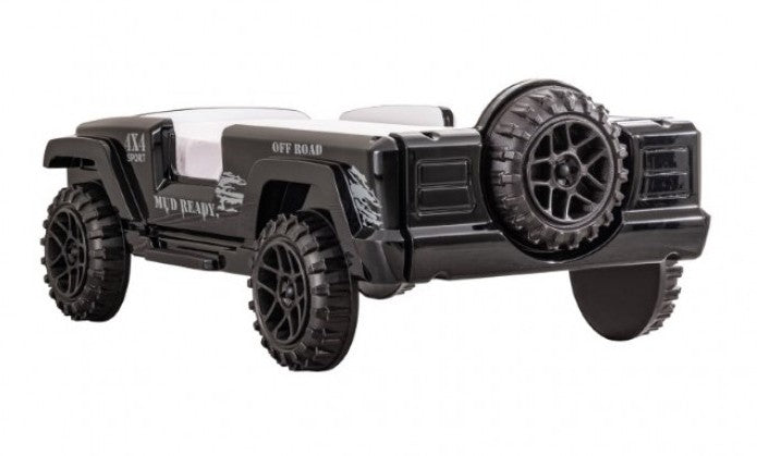 FOA7724BK Hokku designs randlar black jeep 4 X 4 off road SUV design twin size kids bed w/ LED lights and sounds