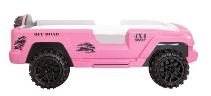 FOA7724PK Hokku designs randlar pink jeep 4 X 4 off road SUV design twin size kids bed w/ LED lights and sounds