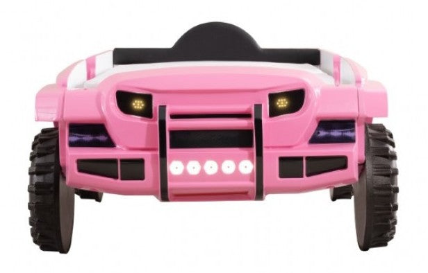 FOA7724PK Hokku designs randlar pink jeep 4 X 4 off road SUV design twin size kids bed w/ LED lights and sounds