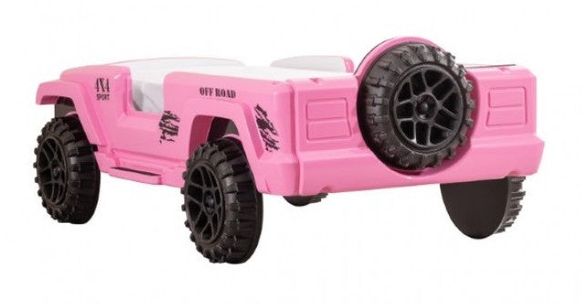 FOA7724PK Hokku designs randlar pink jeep 4 X 4 off road SUV design twin size kids bed w/ LED lights and sounds