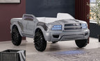 FOA7725GY Hokku designs roverton Grey off road racing truck style jeep design twin size kids bed w/ LED lights