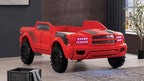 FOA7725RD Hokku designs roverton Red off road racing truck style jeep design twin size kids bed w/ LED lights