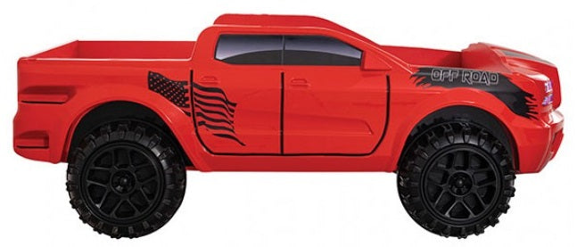 FOA7725RD Hokku designs roverton Red off road racing truck style jeep design twin size kids bed w/ LED lights