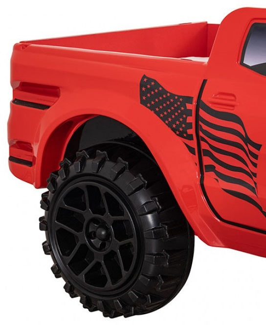 FOA7725RD Hokku designs roverton Red off road racing truck style jeep design twin size kids bed w/ LED lights