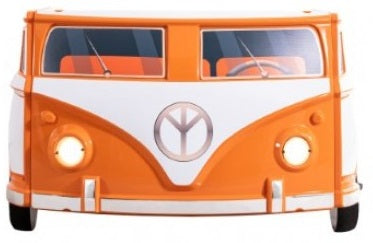 FOA7726OR Hokku designs axel orange peace bus VW style design twin size kids bed w/ LED lights and sounds