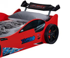 FOA7730RD Roadstar red racing car style design twin size kids bed w/ LED lights
