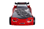 FOA7730RD Roadstar red racing car style design twin size kids bed w/ LED lights