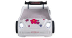 FOA7732WH Jourley white racing car style VW beetle front end design twin size kids bed w/ LED lights