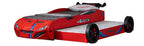 FOA7735RD Tracklite red racing car style design twin size kids bed w/ LED lights and pull out trundle