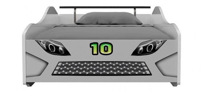 FOA7739WH Karsten white racing car style design twin size kids bed