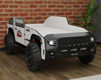 FOA7740BW Overlander white and black 4 X 4 style off road jeep design twin size kids bed LED headlights