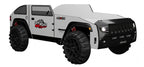 FOA7740BW Overlander white and black 4 X 4 style off road jeep design twin size kids bed LED headlights
