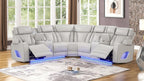 3 pc Fortuner ice faux leather power motion sectional sofa with massagers and LED , Wireless charging, cup holders Bluetooth speakers