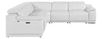 Global United 9762WH-5PC 5 pc DivanItalia white italian leather power reclining sectional sofa adjustable headrests