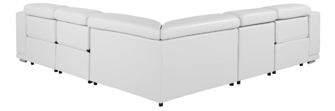 Global United 9762WH-5PC 5 pc DivanItalia white italian leather power reclining sectional sofa adjustable headrests