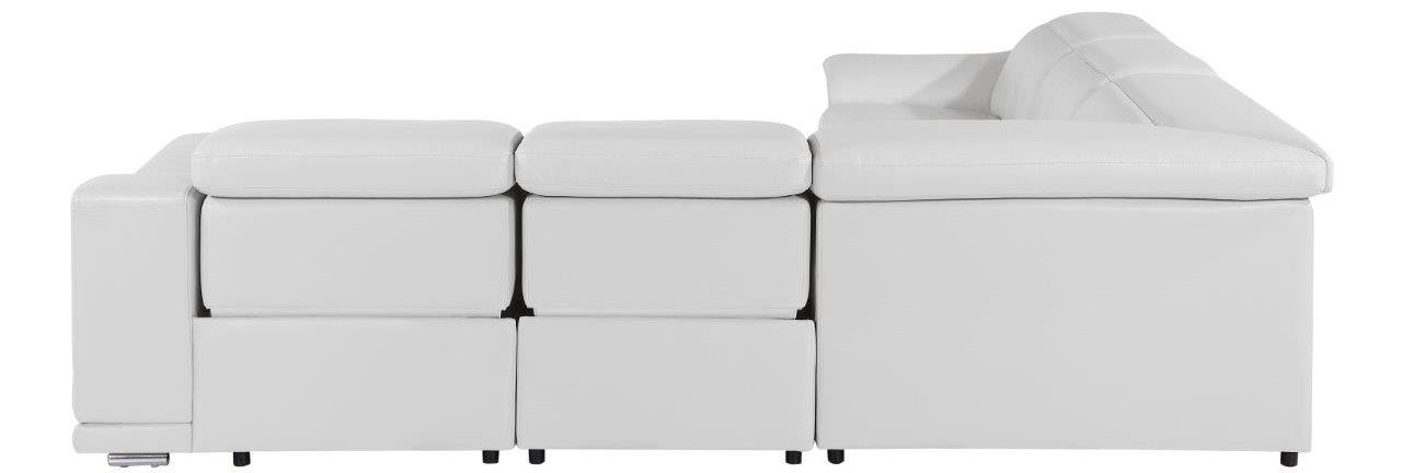 Global United 9762WH-5PC 5 pc DivanItalia white italian leather power reclining sectional sofa adjustable headrests