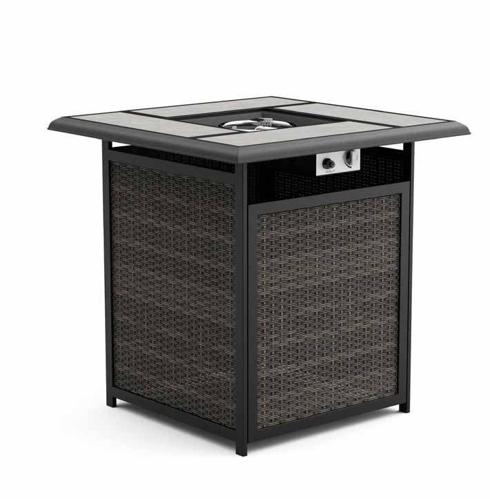GM-2024-3PC 3 pc Arosa grey rattan wicker and black steel frame 36.4" square patio bar table set with chairs