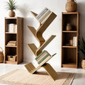 GM-5007 Imbler natural finish wood curved mid-century modern shelf unit