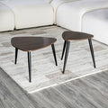 GM-5014 2 pc Cove natural and black finish wood curved mid-century modern nesting table set