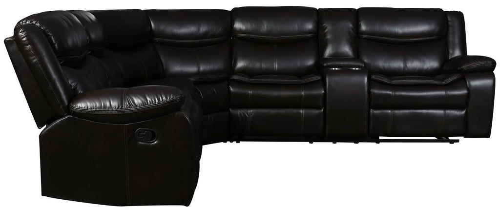 Global United 6967BR-3PC 3 pc Red barrel studio quincy brown leather aire reclining sectional sofa set