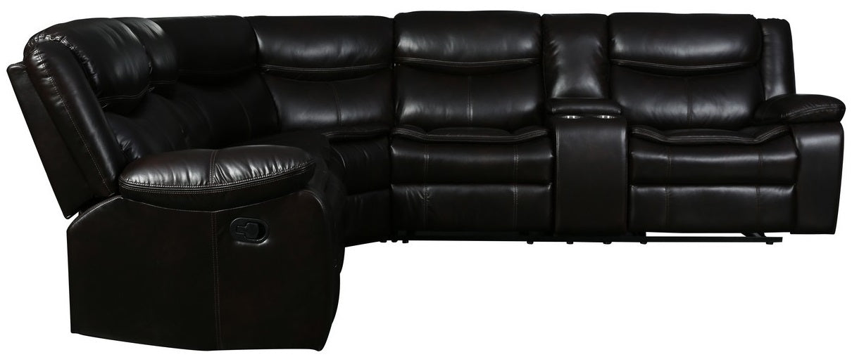 Global United 6967BR-3PC 3 pc Red barrel studio quincy brown leather aire reclining sectional sofa set