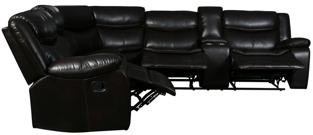 Global United 6967BR-3PC 3 pc Red barrel studio quincy brown leather aire reclining sectional sofa set