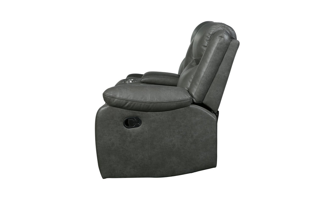 Global United 6967GY-3PC 3 pc Red barrel studio quincy grey leather aire reclining sectional sofa set