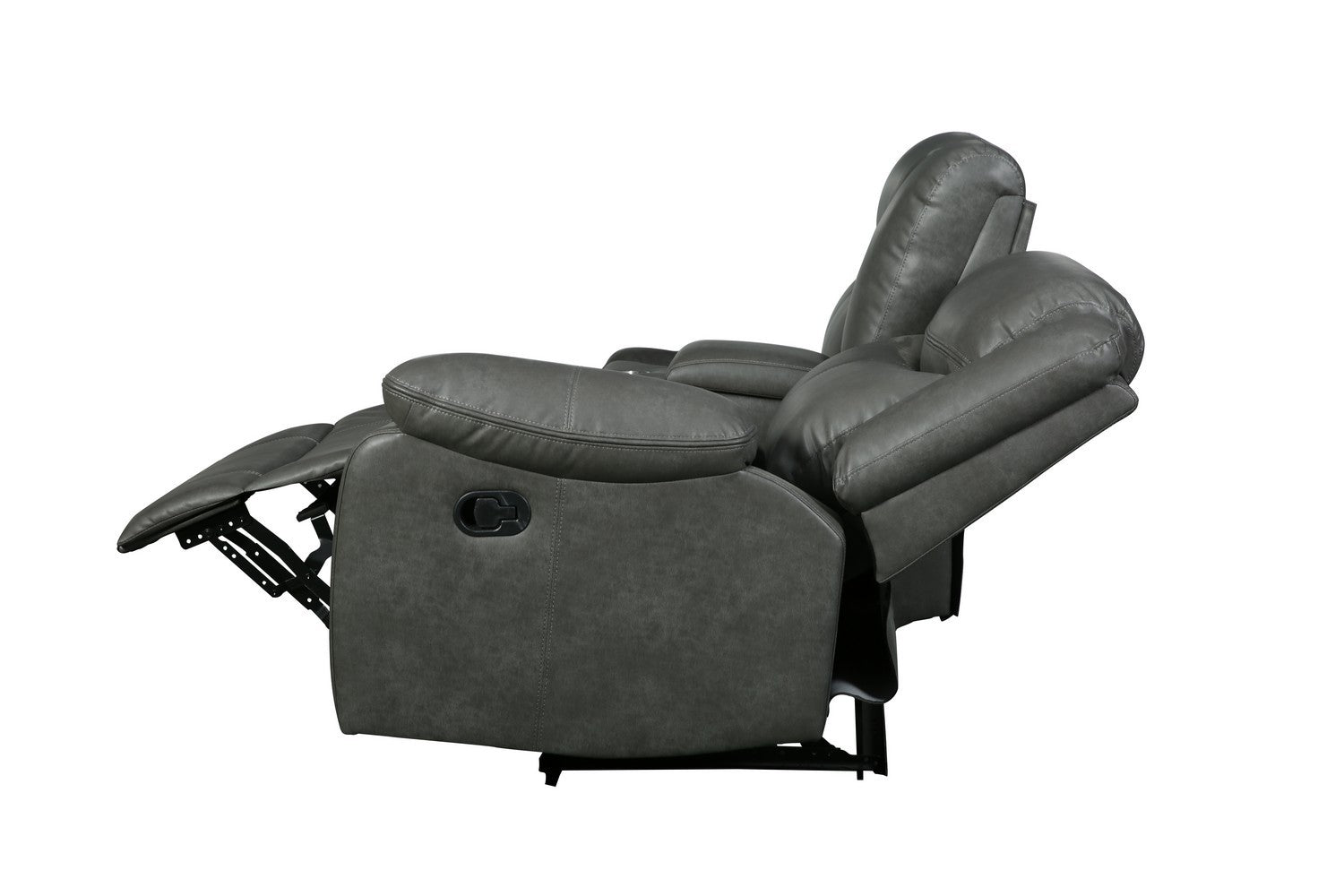 Global United 6967GY-3PC 3 pc Red barrel studio quincy grey leather aire reclining sectional sofa set