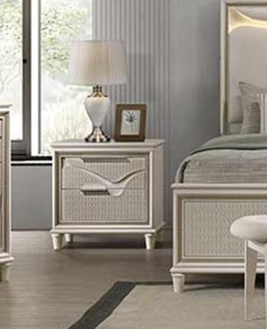 Casa Blanca Hudson Macchiato light brown Wood Finish Fabric Headboard LED Lighting Queen Bedroom Set – Hudson-4PC